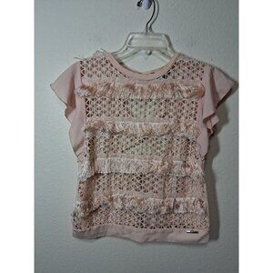 ITOO Blouse Y2K Trendy Boho Party Business Casual Pink Size Medium